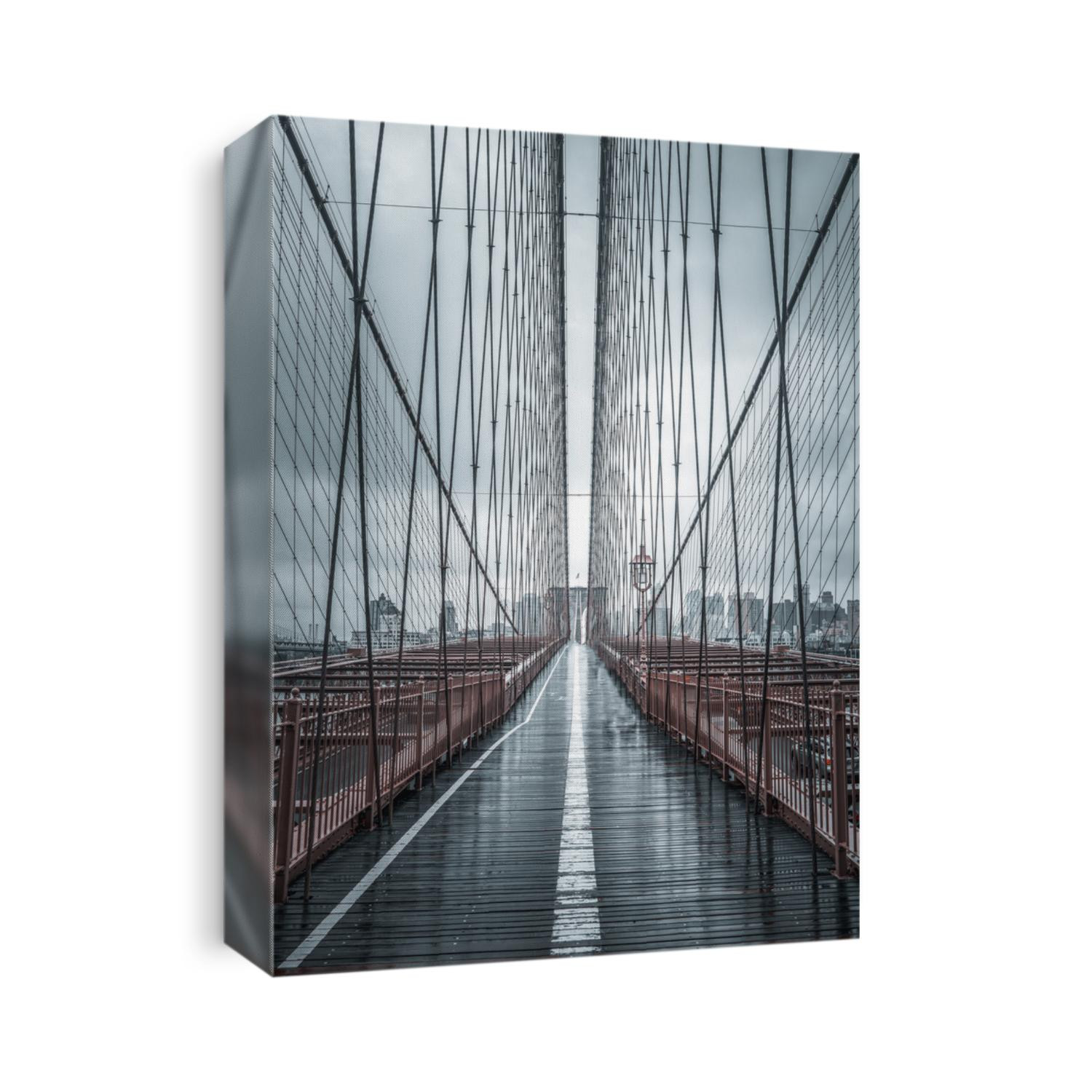 Empty Brooklyn Bridge during lockdown in New York, because of the pandemic.
