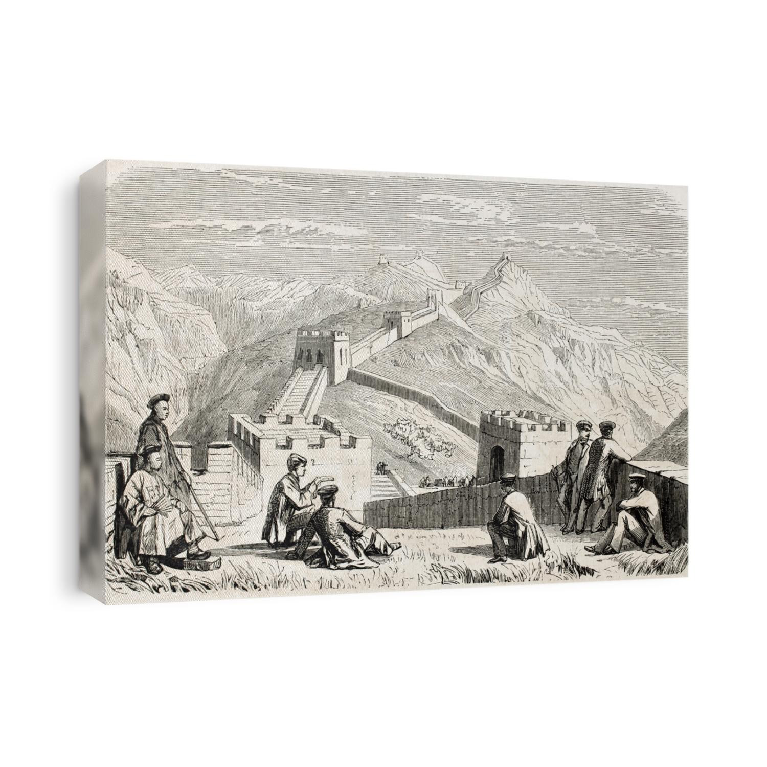 Great wall of China old view. Created by Grandsire, published on L'Illustration, Journal Universel, Paris, 1860