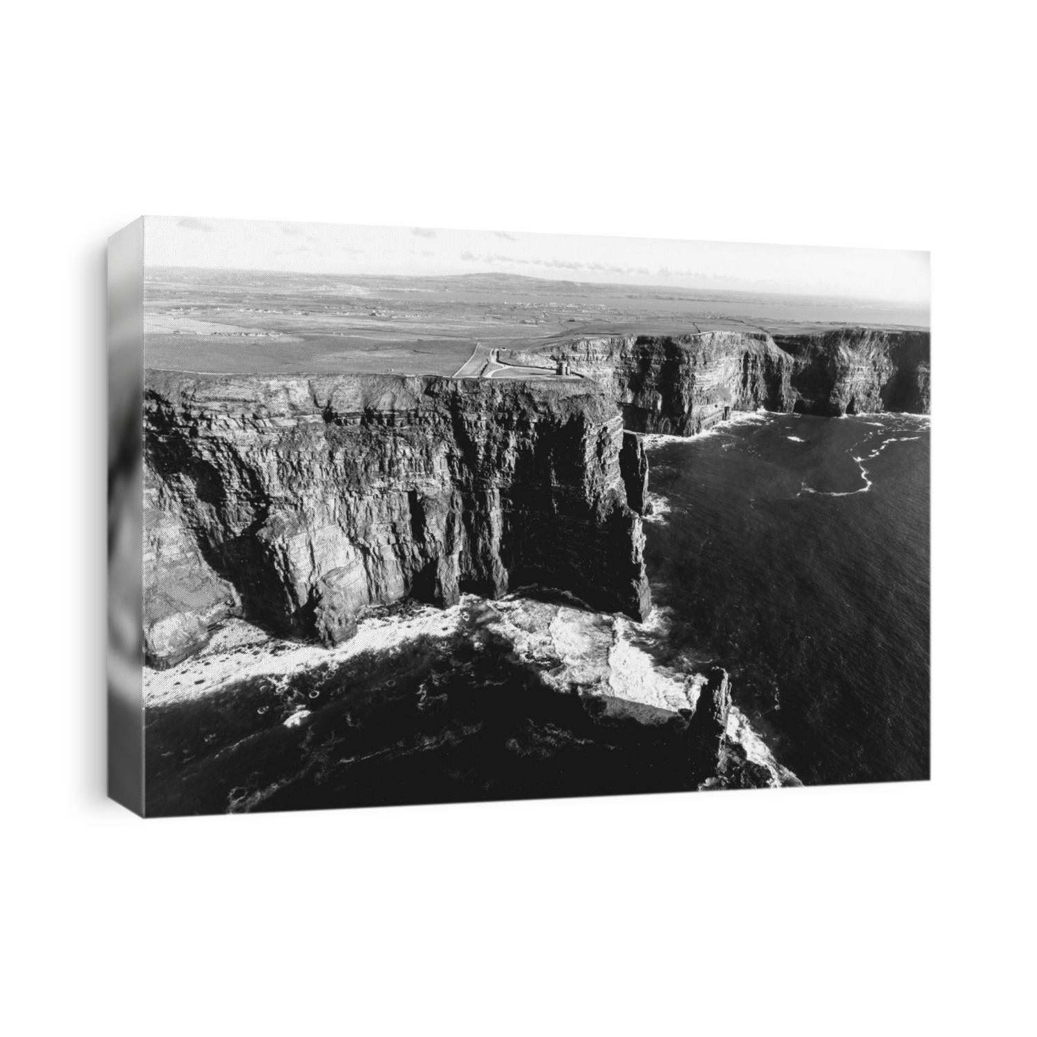 Beautiful Scenic Aerial drone view of Ireland Cliffs Of Moher in County Clare. Sunset over the Cliffs of Moher. Epic Irish rural countryside landscape along the wild atlantic way