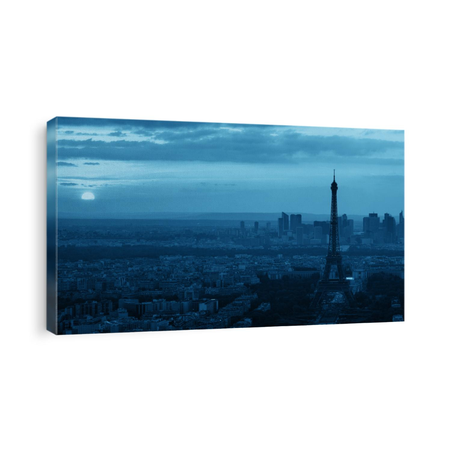 Paris city rooftop view with Eiffel Tower black and white. 