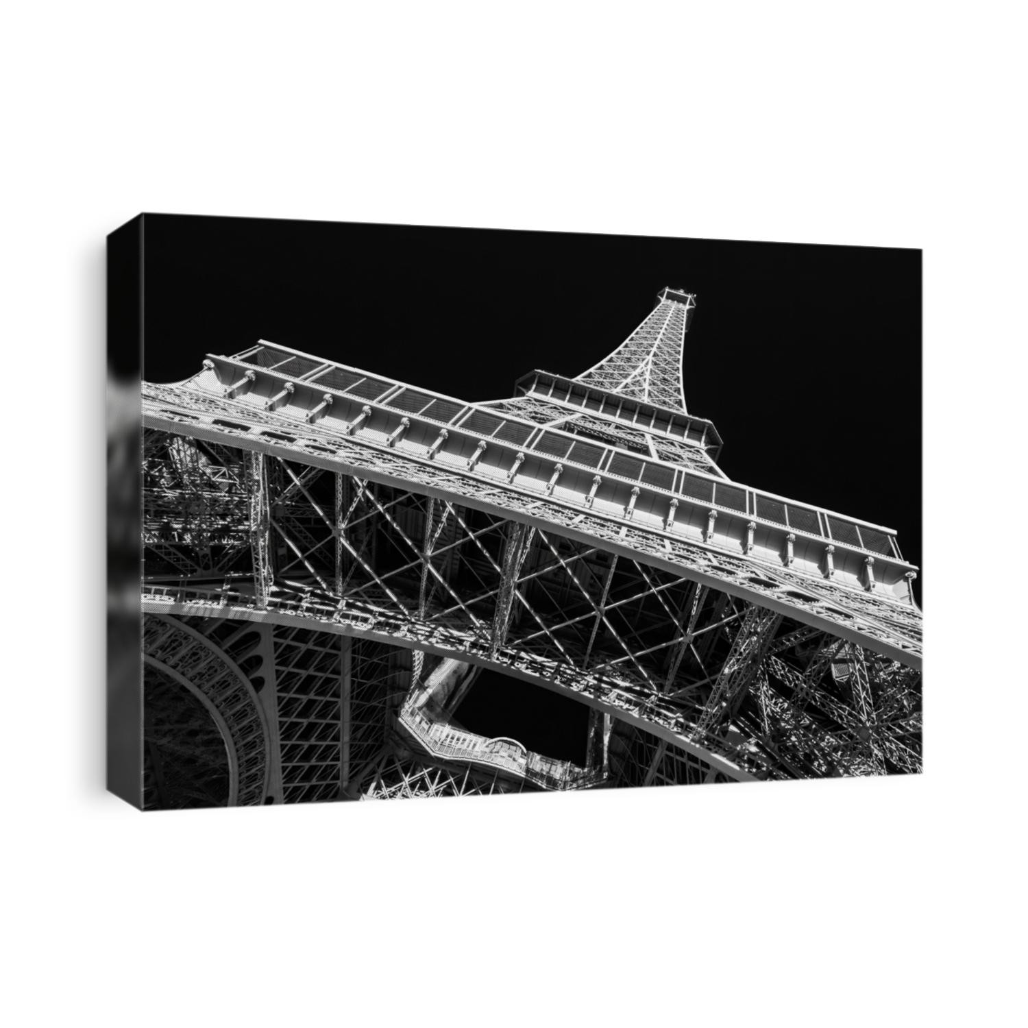 The Eiffel Tower at the Champ-De Mars in Paris, France, which is 300m tall and built in 1889 for the Exposition Universelle on the centenary of the revolution monochrome black and white image