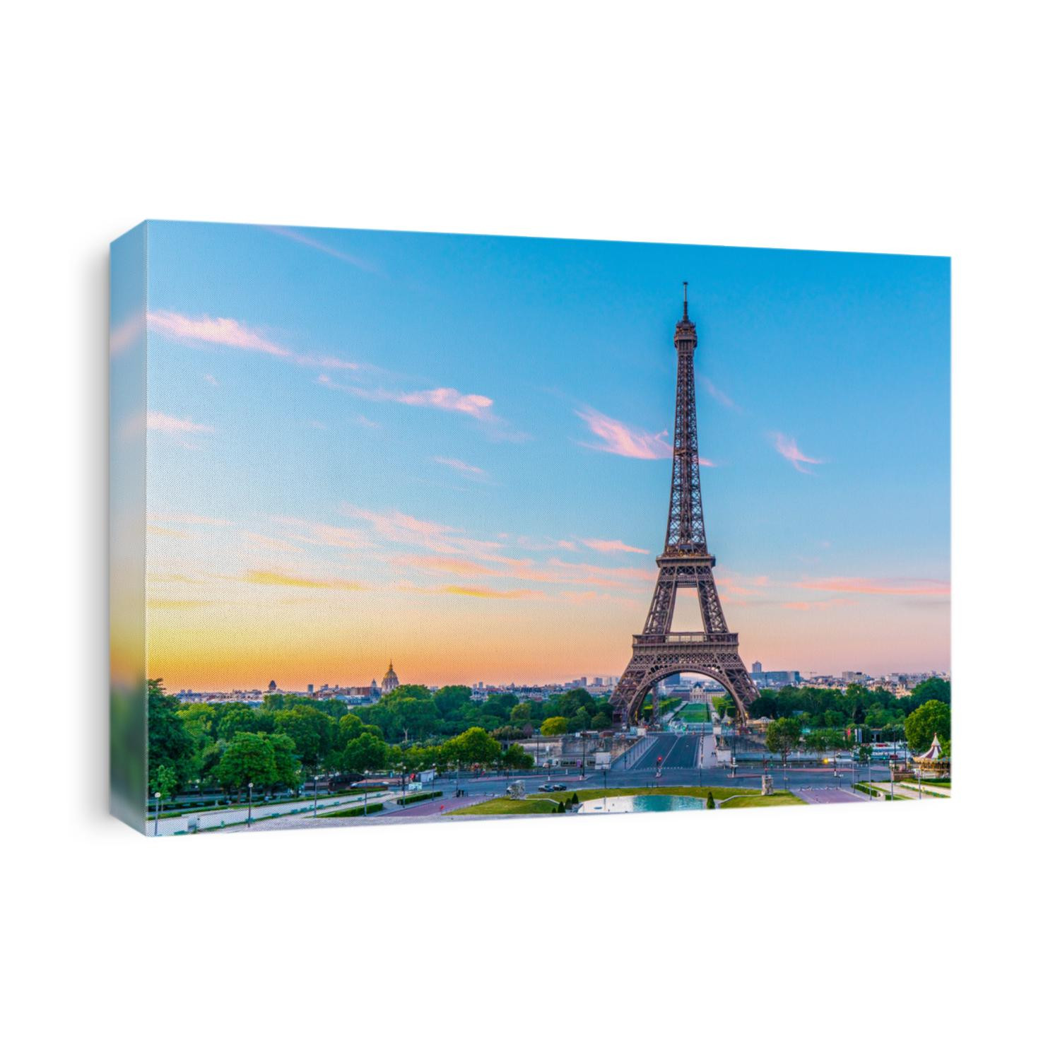 Early morning shot of the Eiffel Tower at sunrise on the River Seine in Paris, France