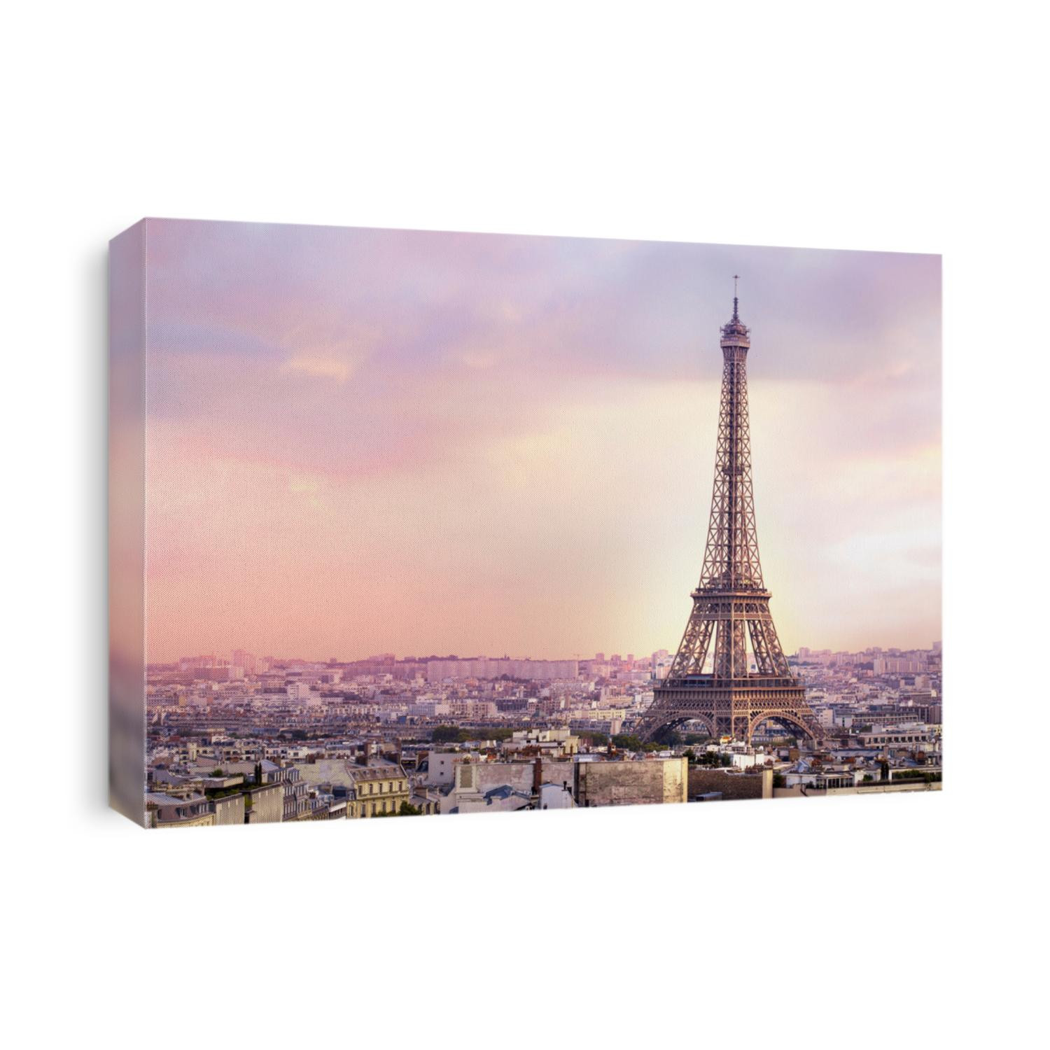 Sunset Eiffel tower and Paris city view form Triumph Arc. Eiffel Tower from Champ de Mars, Paris, France. Beautiful Romantic background.
