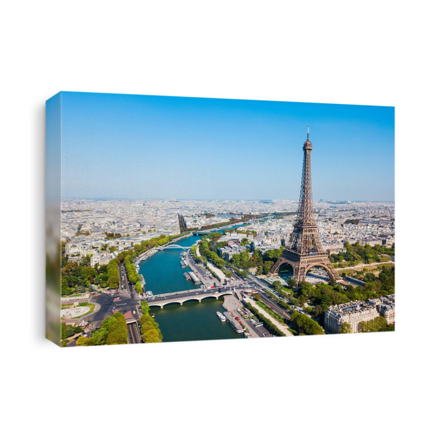 Eiffel Tower or Tour Eiffel aerial view, is a wrought iron lattice tower on the Champ de Mars in Paris, France