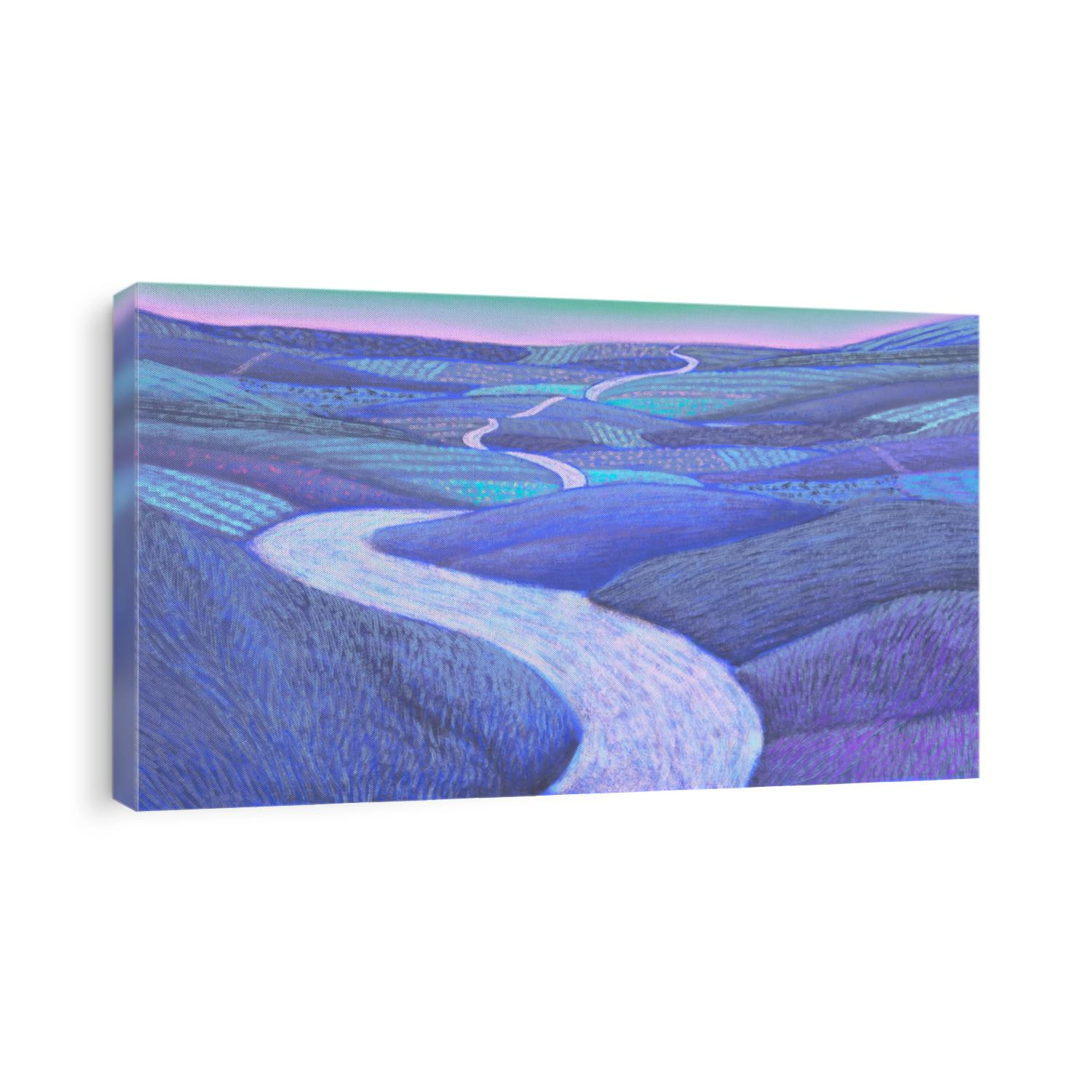 Painting of happiness way in nature , landscape artwork, imagination illustration 