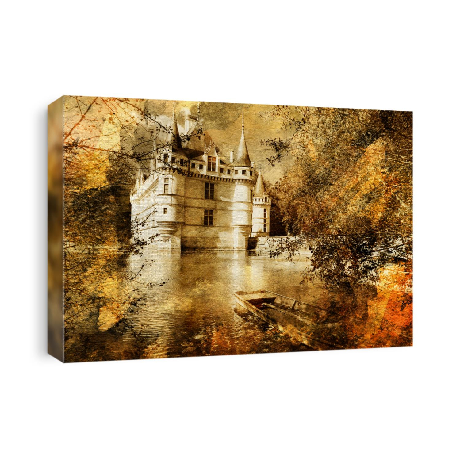 azey-le-redeau castle - artwork in painting style