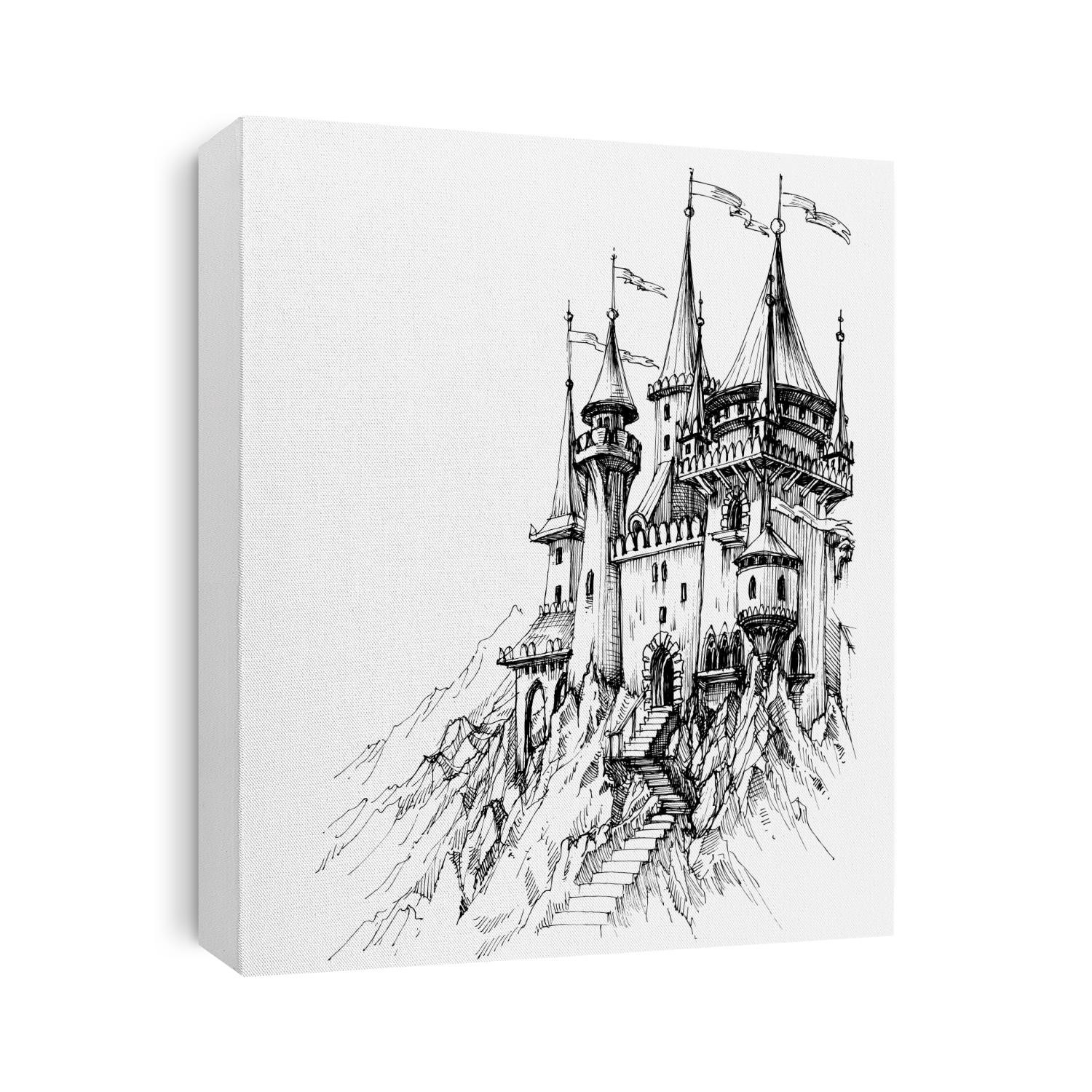 A fairytale castle in mountains