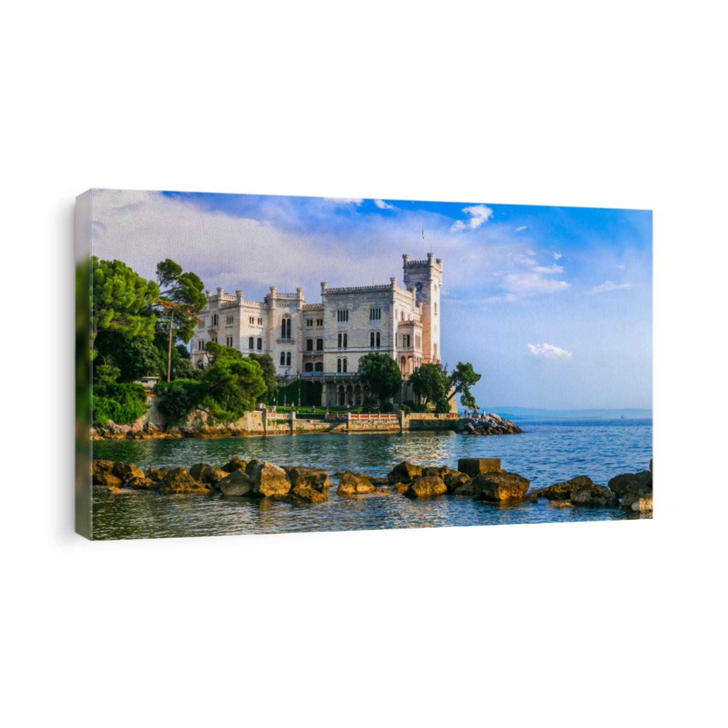 Beautiful romantic castles of Italy - elegant Miramare over the sea.  Trieste