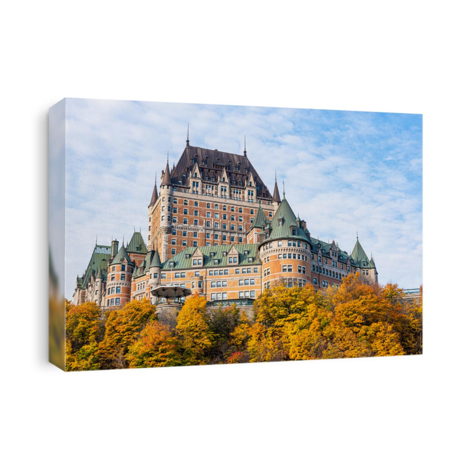 The Frontenac Castle (Fairmount Hotel) in the old Quebec city (Canada) with autumn colors.