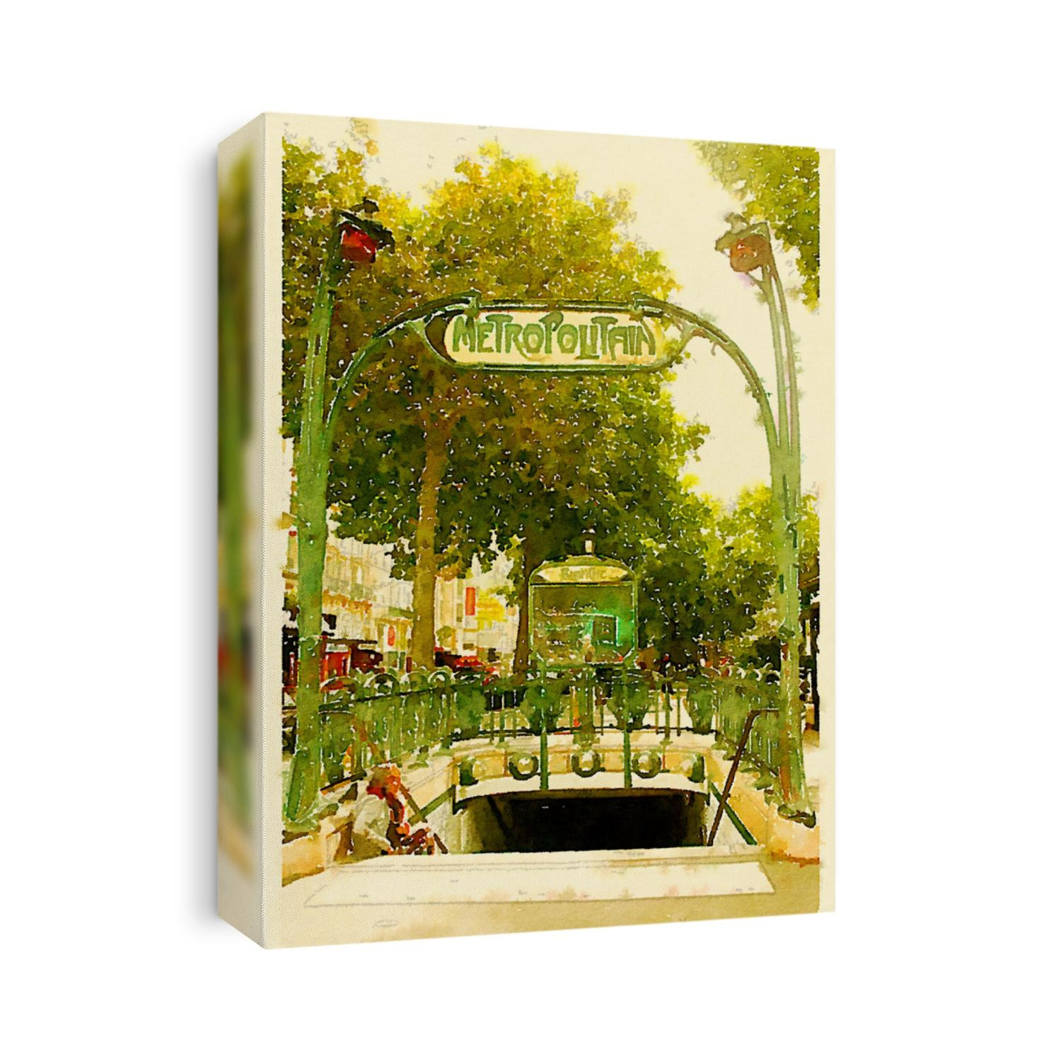 water color illustration metropolitan sign paris