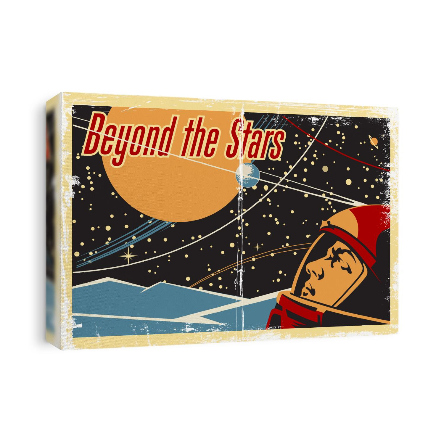 Vector Space Poster. Stylized under the Old Soviet Space Propaganda