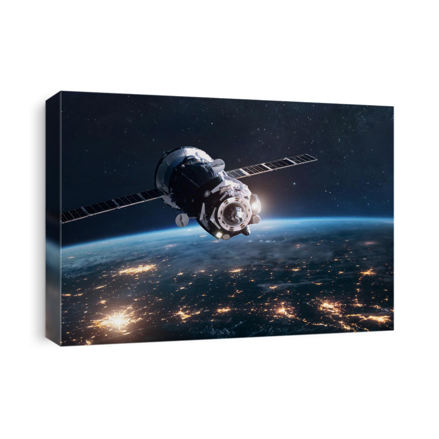 Cargo spaceship on orbit of planet Earth. Expedition on ISS station. Exploration of space. Elements of this image furnished by NASA