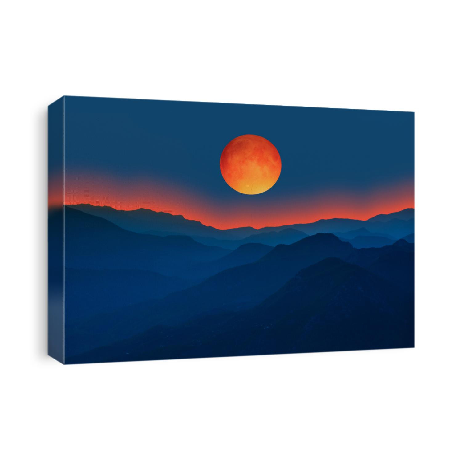 Blood moon of Total Lunar Eclipse with blue mountains "Elements of this image furnished by NASA "