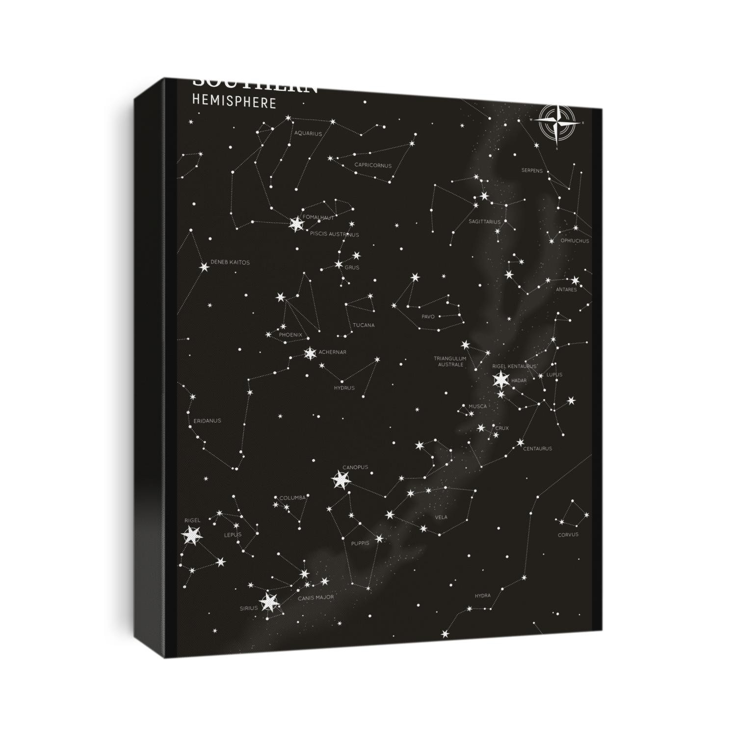 Southern hemisphere. High detailed star map of vector constellations.  Astrological celestial map with symbols and signs of zodiac