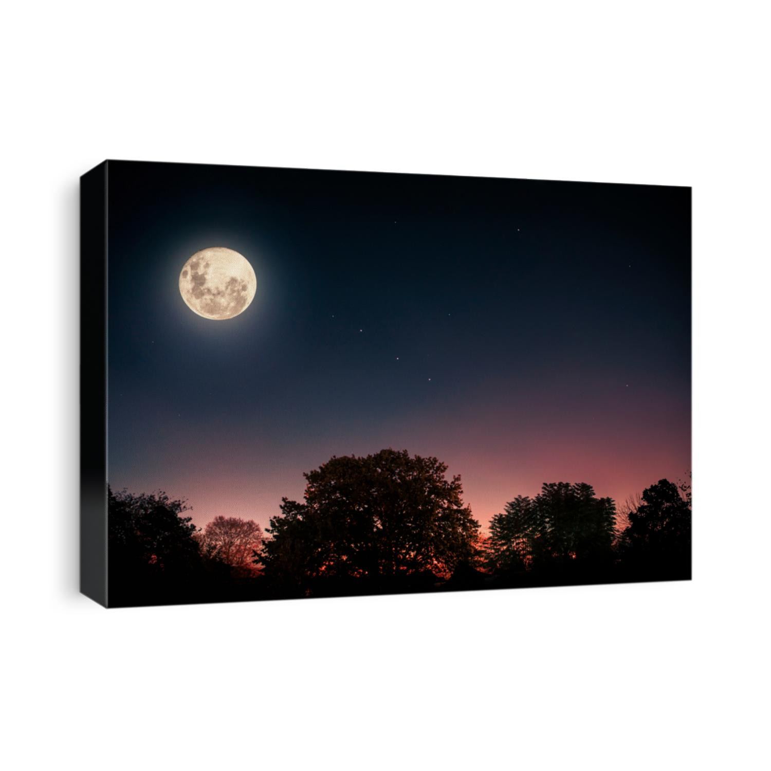 full moon view in clear sky with stars