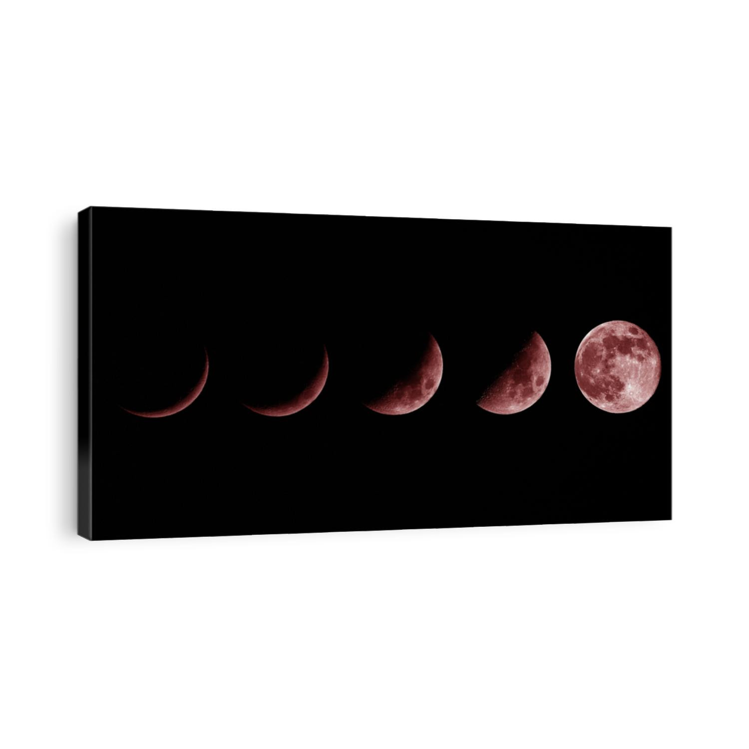 Moon phases. growing New moon, blood moon.