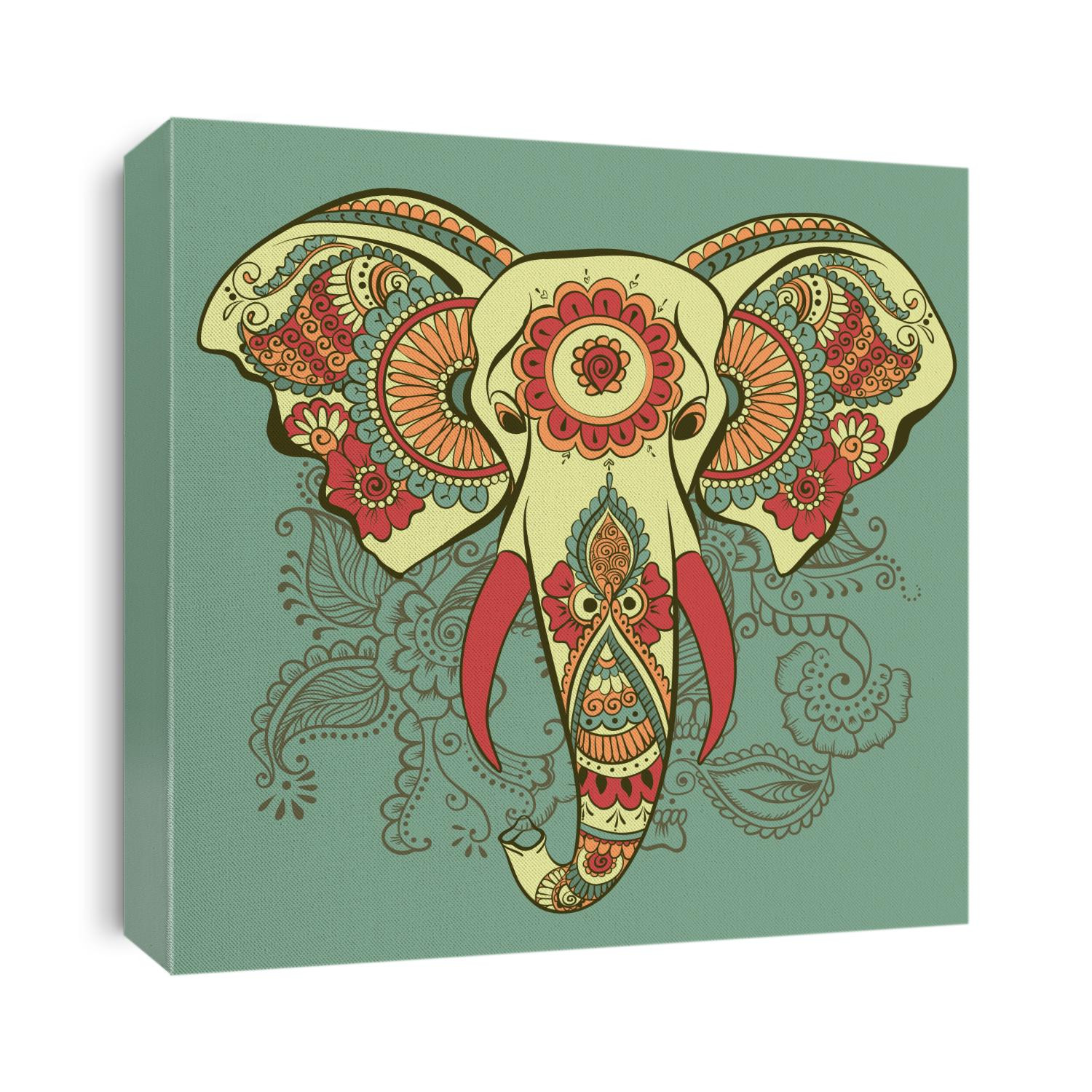 Vector Indian Decorative Elephant on the Henna Indian Ornaments