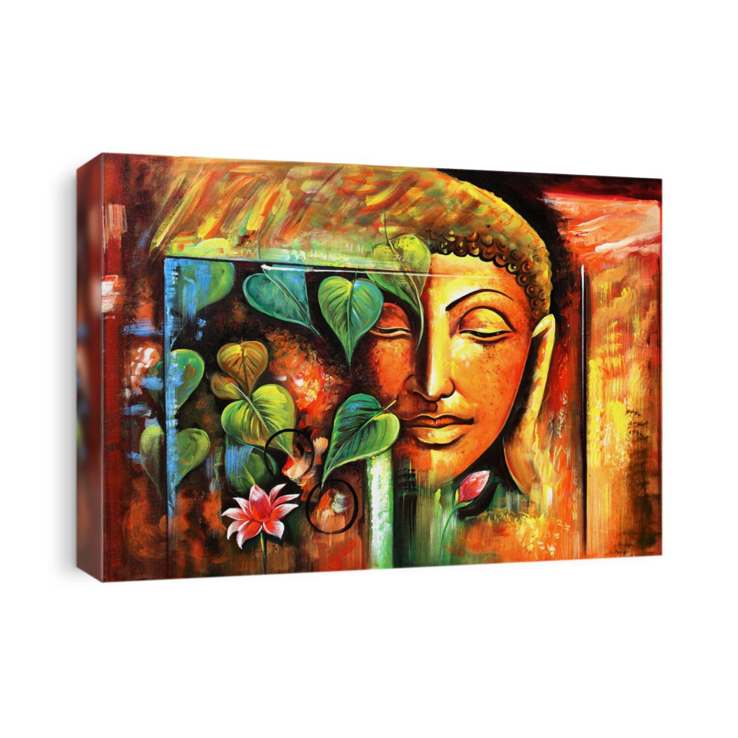Lord spiritual buddha meditating texture background artwork canvas oil painting. Creative Artistic 3D wallpaper