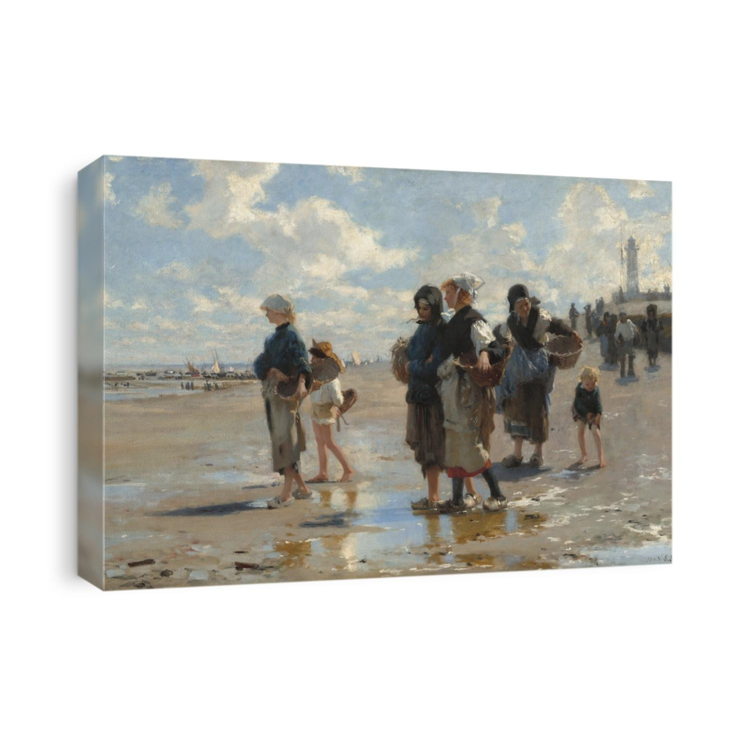 Setting Out to Fish, by John Singer Sargent, 1878, American painting, oil on canvas. 'En Route Pour la Peche' depicts women and children going to gather fish from shallow pools for their evening dinn