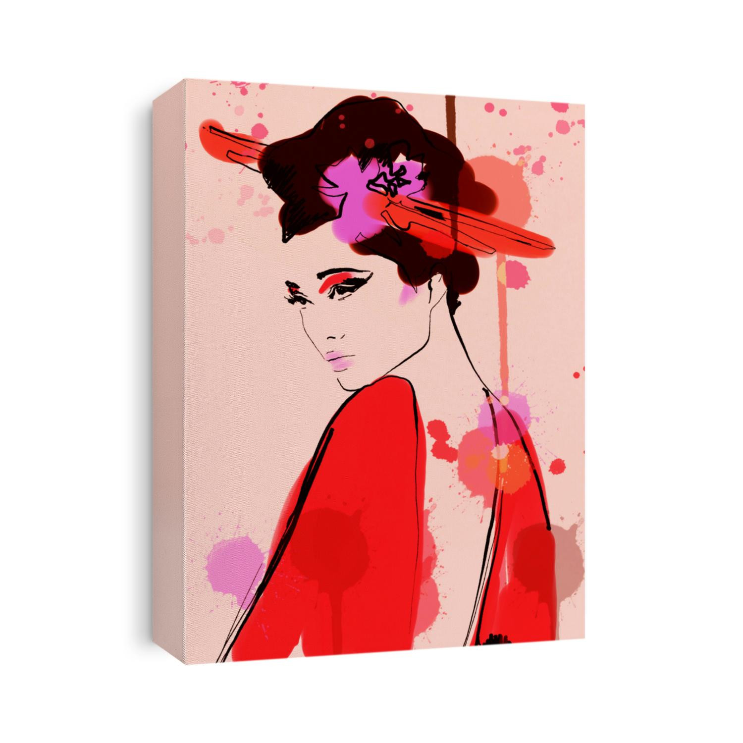 Modern geisha woman illustration sketch