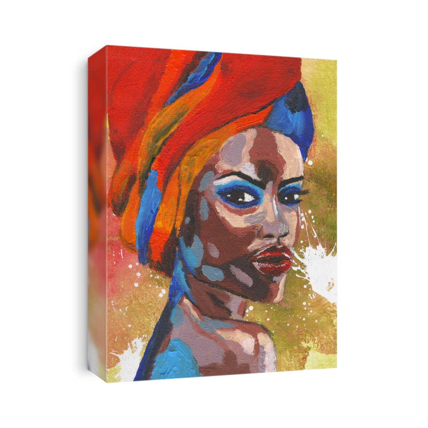 Black lives matter. African woman in turban portrait in pop art style Modern art painting