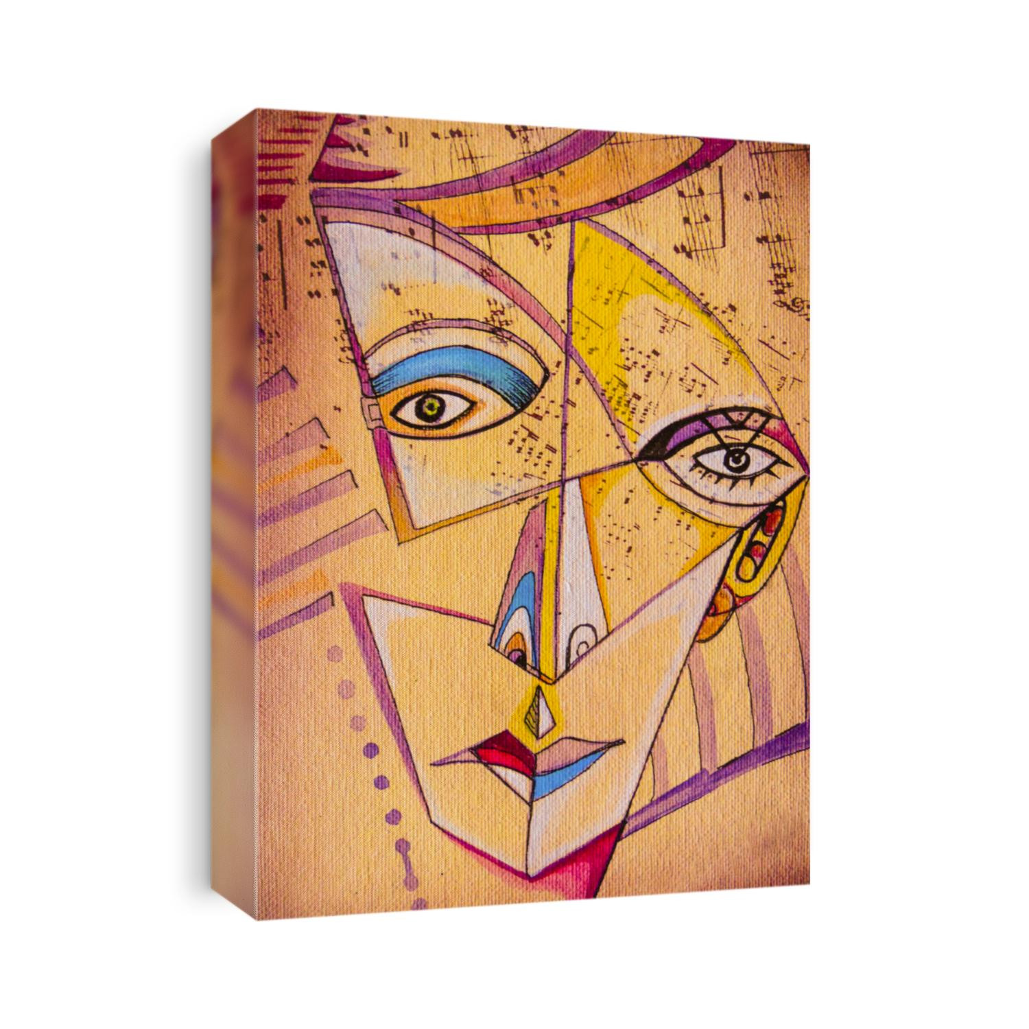 Girl portrait lovely elegant woman. Cubism illustration