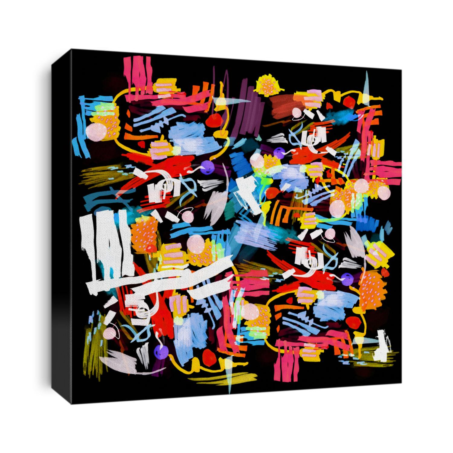 Modern multicolor futuristic pop art pattern made by markers. Bright color abstract painting in primitive style texture. Trendy motion background. Retro artwork for creative graphic design.