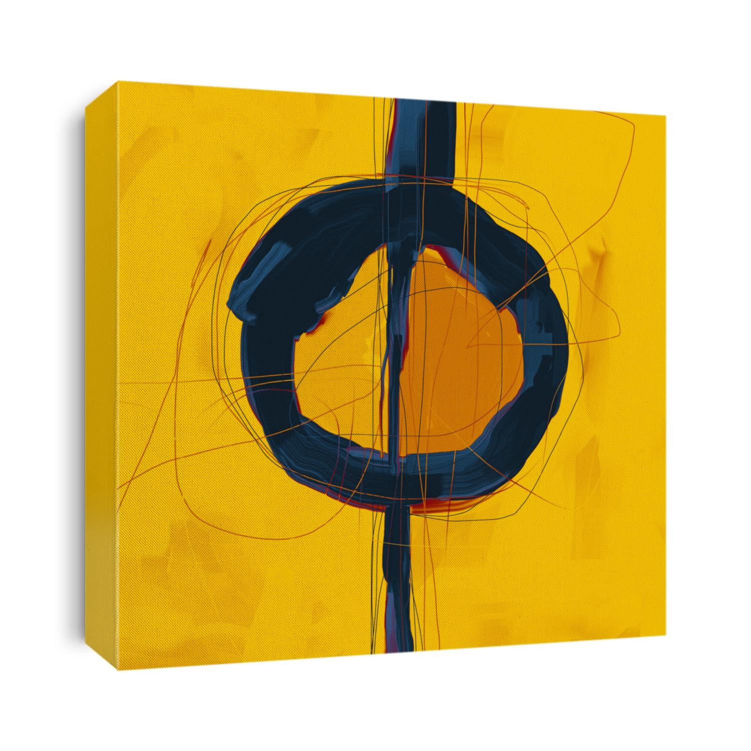 Large Black, Yellow and Orange Abstract digital painting.