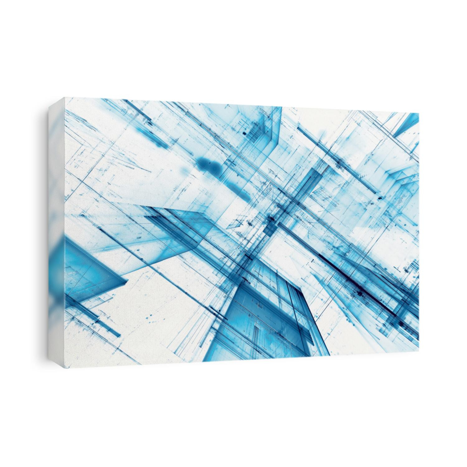 White and blue technology background - abstract computer-generated 3d illustration. Digital art - unusual structure with perspective and grid. Concept backdrop for covers, web design, posters. 
