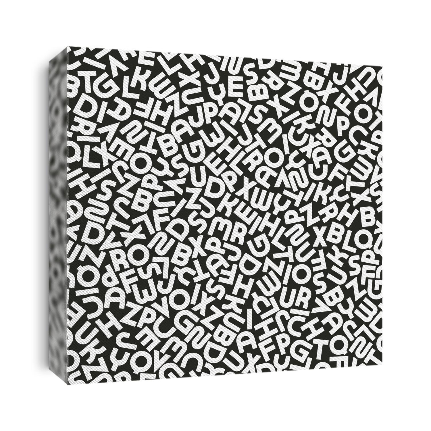 Vector seamless alphabet pattern with mosaic latin letters. Black and white fashion design - repeatable trendy background