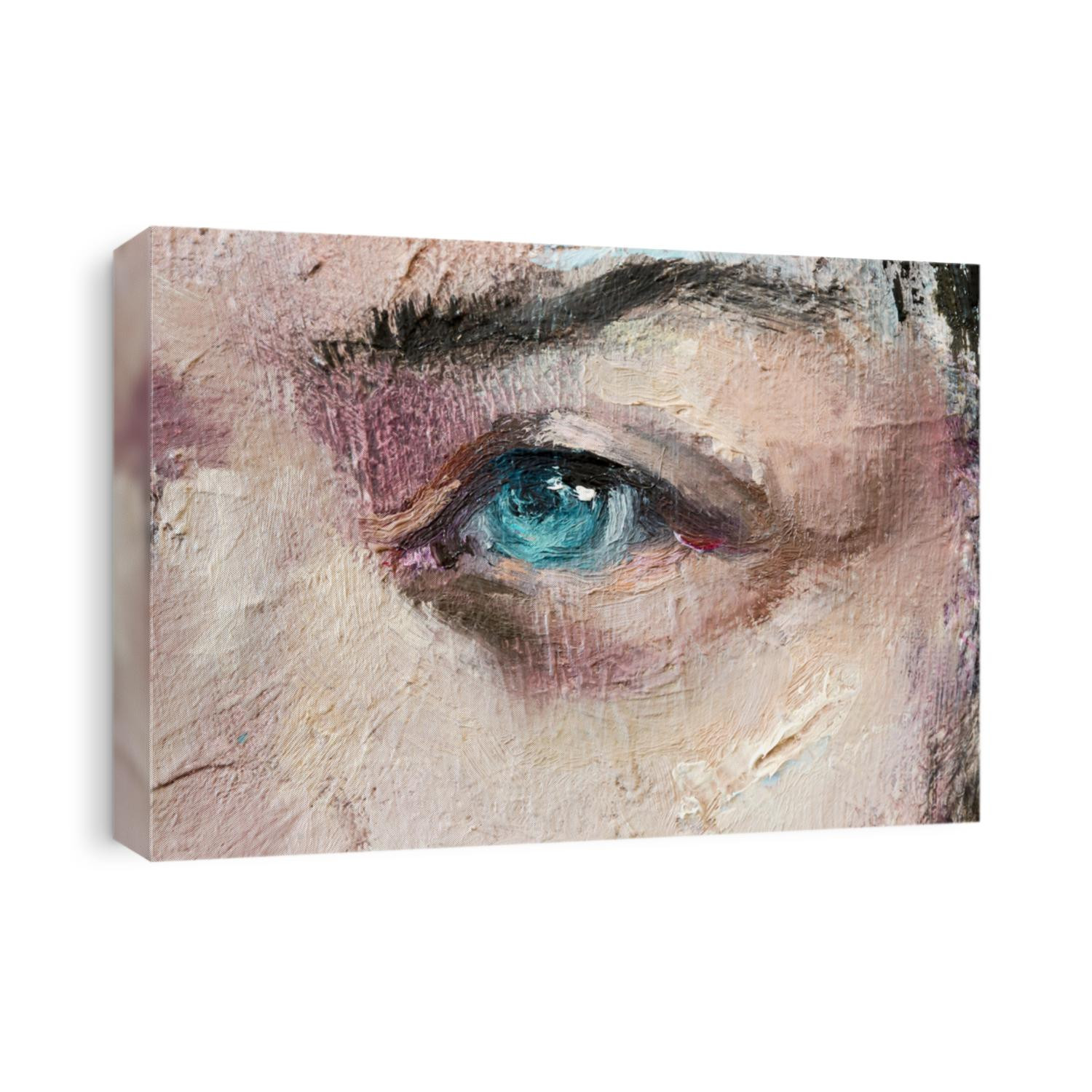 Oil portrait sketch painting. Conceptual abstract painting of a girl's beautiful face. 