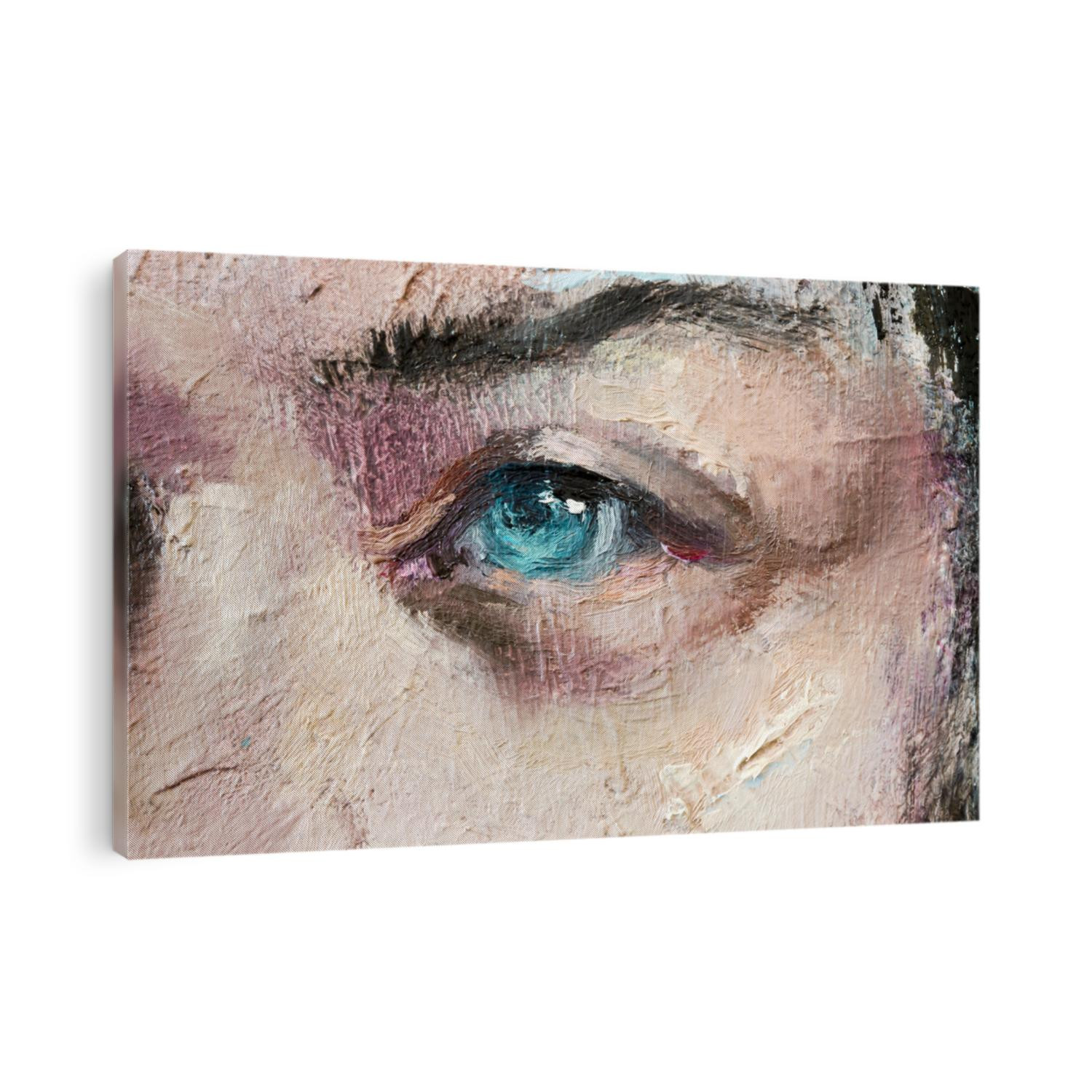 Oil portrait sketch painting. Conceptual abstract painting of a girl's beautiful face. 