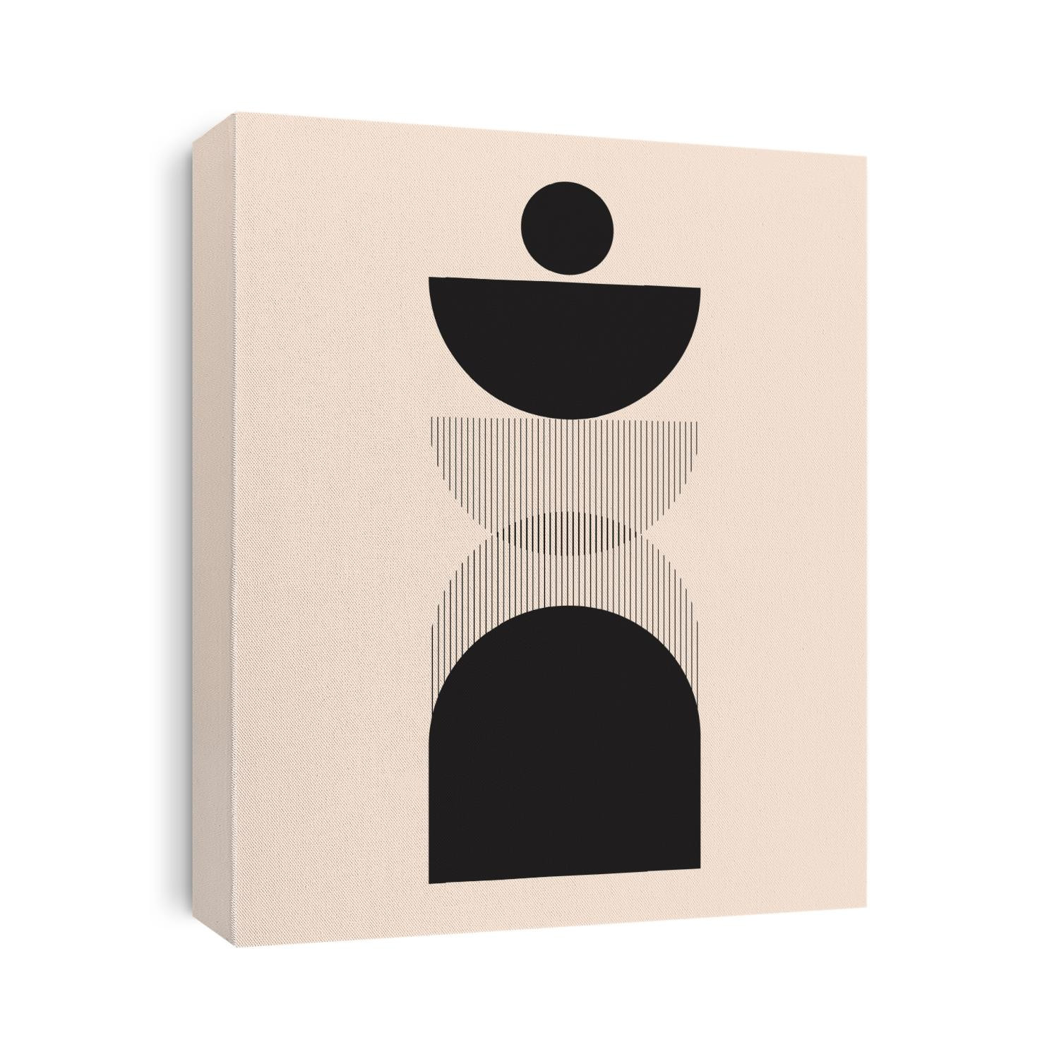 Geometric Abstract illustration in black and beige. Mid Century style, minimal Scandinavian Decor