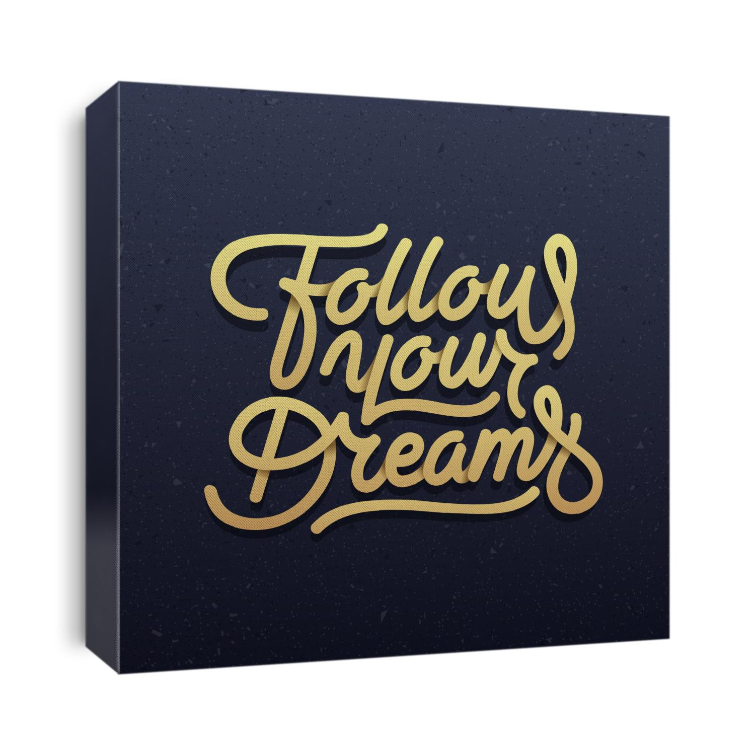 "Follow your Dreams" 3d typography. Digital lettering design. Motivational background. Eps10 vector.
