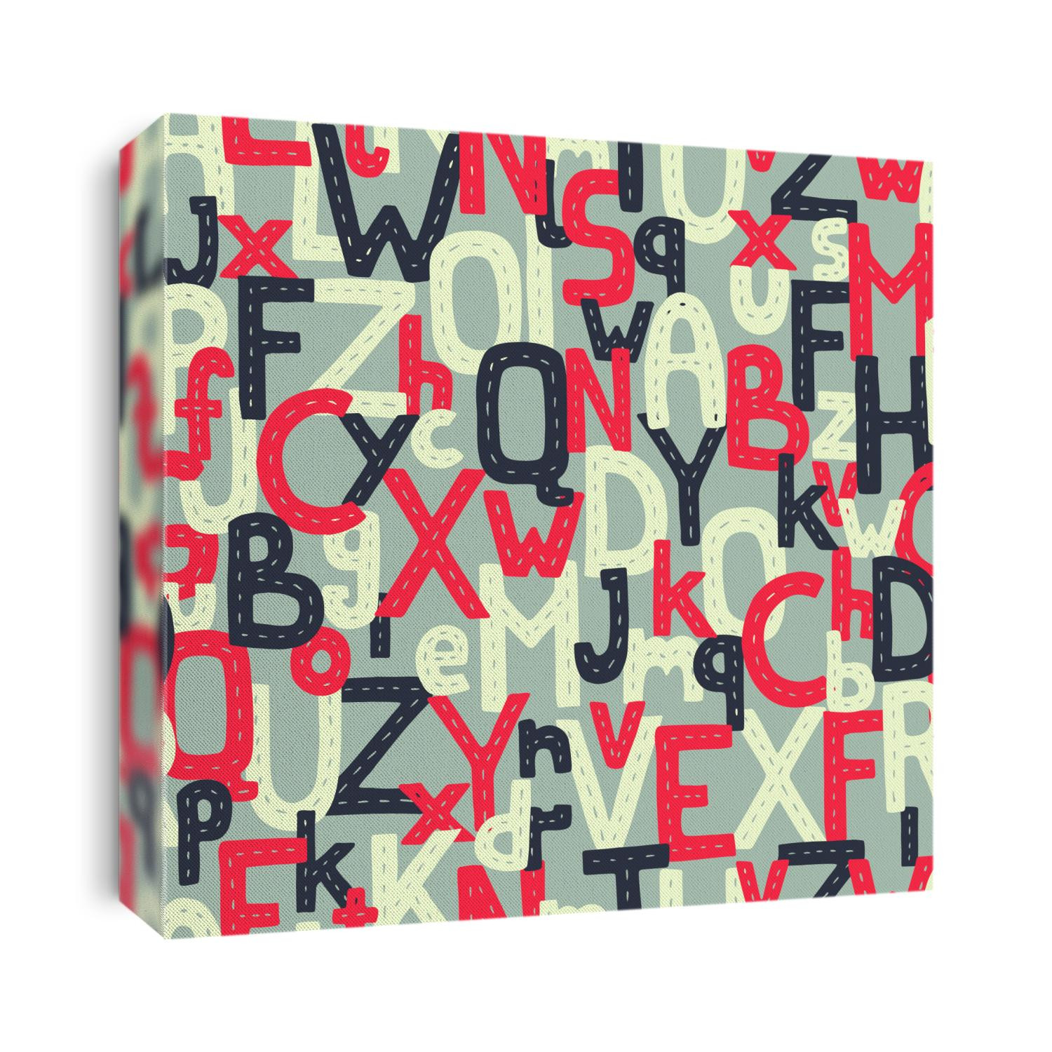 Hand drawn ABC seamless background. Pattern with alphabet letters, vector.