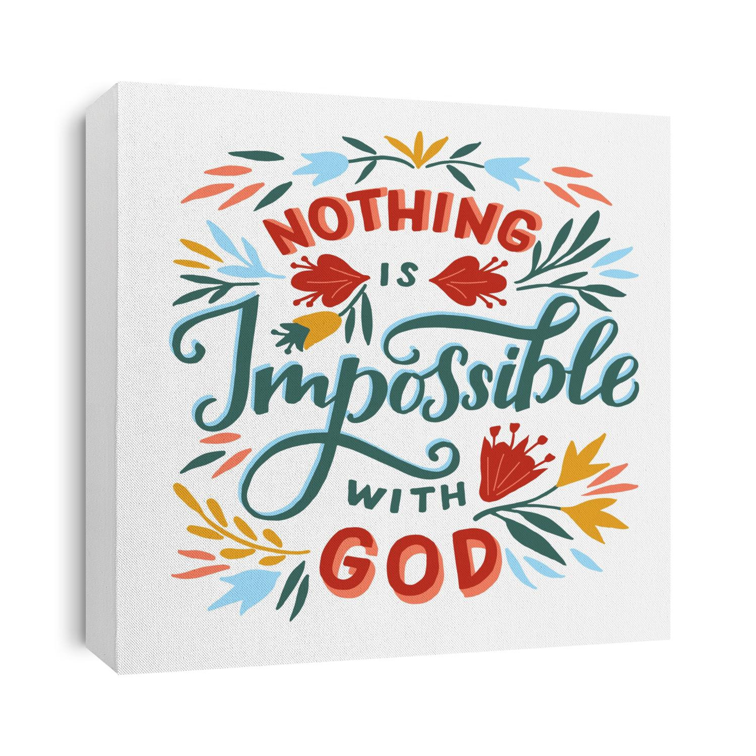 Hand lettering wth Bible verse Nothing is impossible with God. Biblical background. Christian poster. Testament. Scripture print. Card. Modern calligraphy. Motivational quote. 