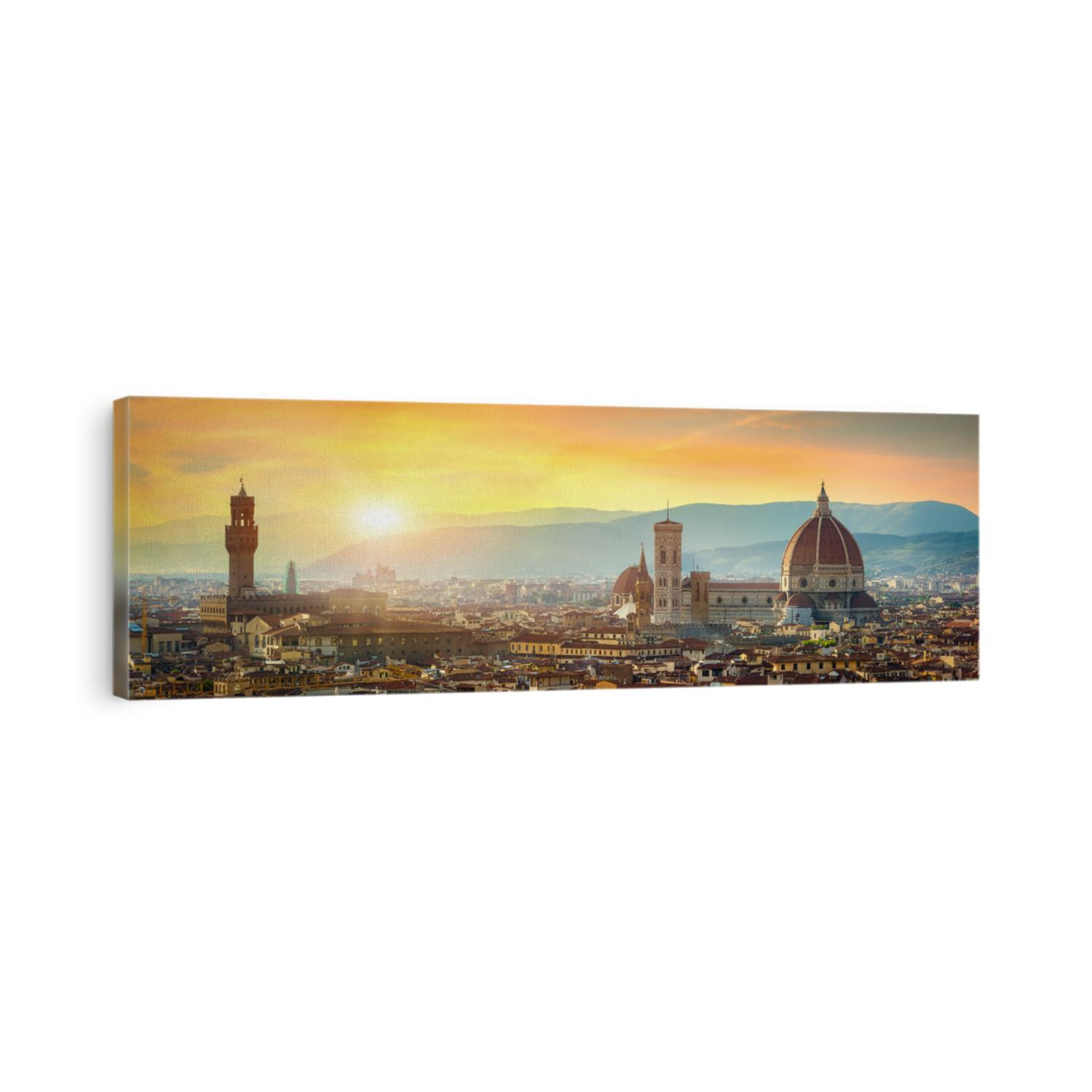 Panoramic sunset over cathedral of Santa Maria del Fiore in Florence, Italy