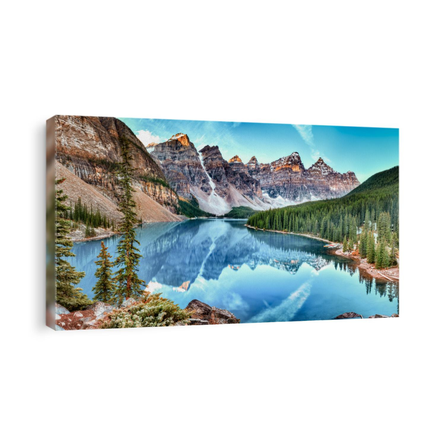 Moraine lake panorama in Banff National Park, Alberta, Canada