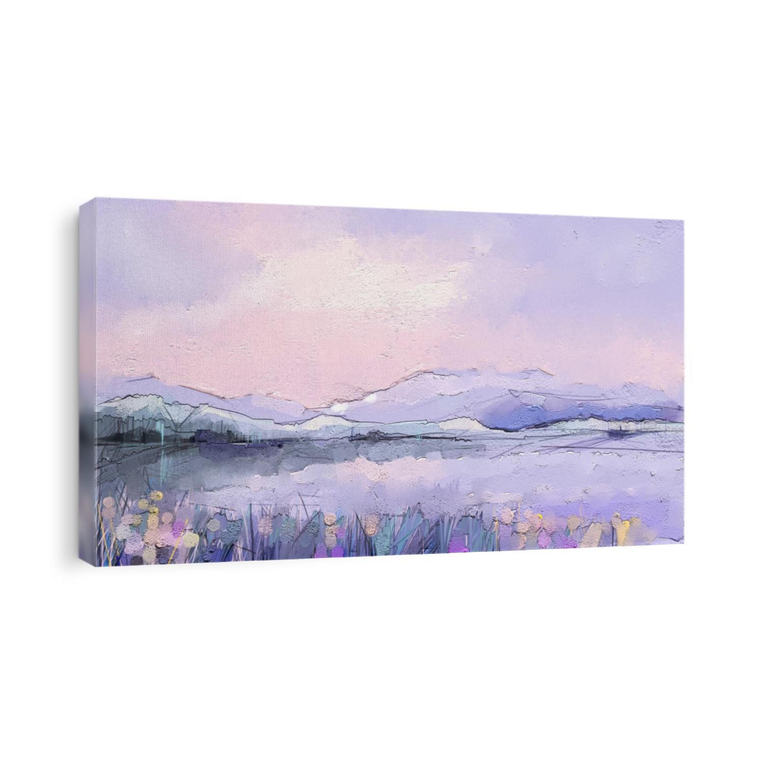 Abstract colorful oil painting on canvas. Semi abstract image of tree, field, meadow. Landscape paintings background. Modern art oil paintings with green, red and blue. Contemporary art for background