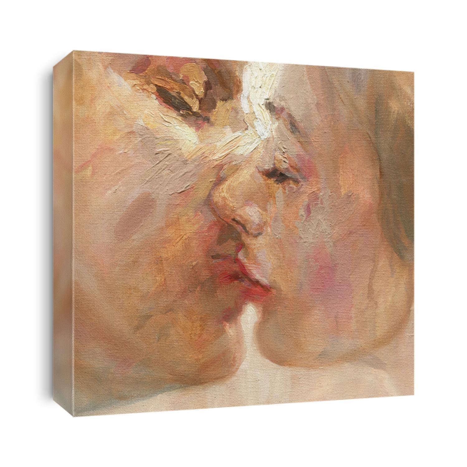 kiss. lovers. abstract oil painting